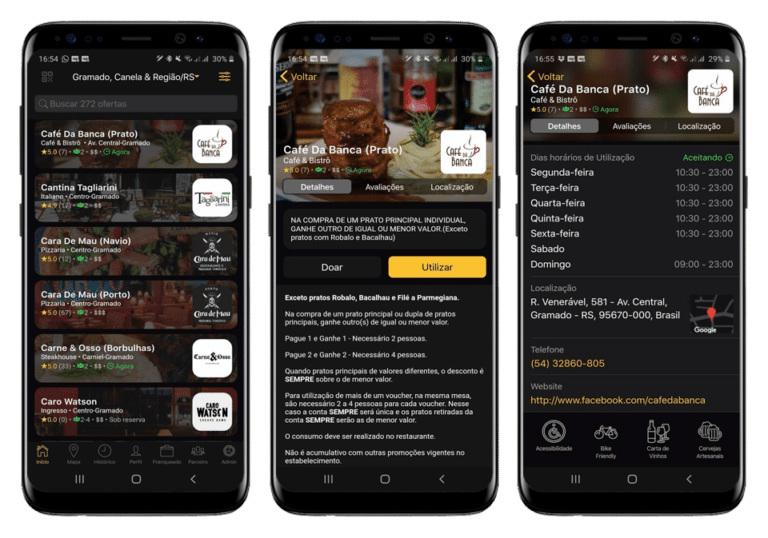Tela do app Prime Gourmet: escolha o voucher