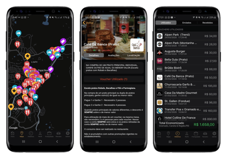 Tela do app Prime Gourmet: avalie e acompanhe a economia
