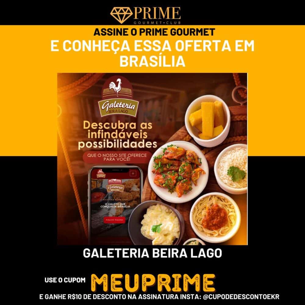 Promoção Prime Gourmet Club Brasília com comida deliciosa.