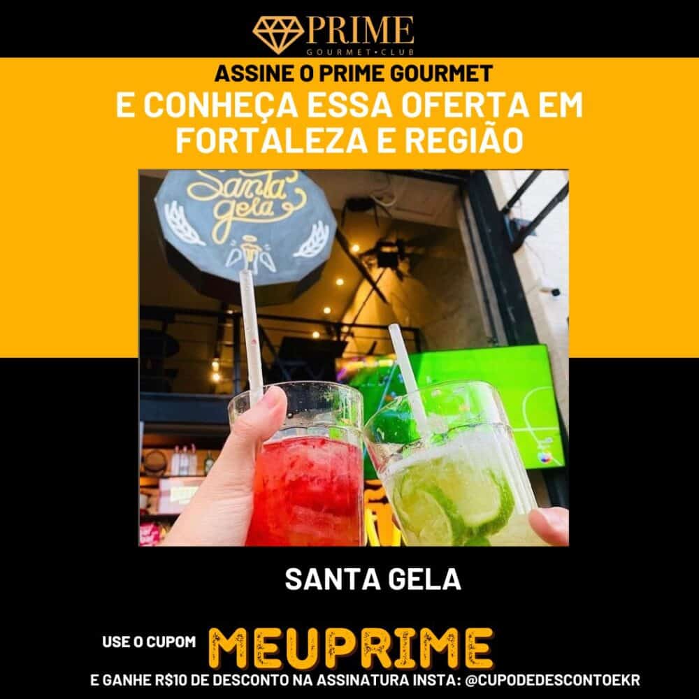 Promoção Prime Gourmet em Fortaleza, drinques coloridos e desconto.