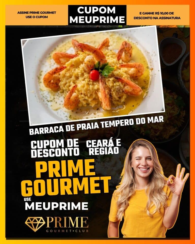 BARRACA DE PRAIA TEMPERO DO MAR,Prime Gourmet Fortaleza,barraca de praia Fortaleza,frutos do mar Ceará,desconto Prime Gourmet,cupom MEUPRIME,Praia do Futuro,Prime Gourmet Ceará,restaurantes Fortaleza,comida praiana Fortaleza,onde comer Fortaleza,melhores barracas Fortaleza