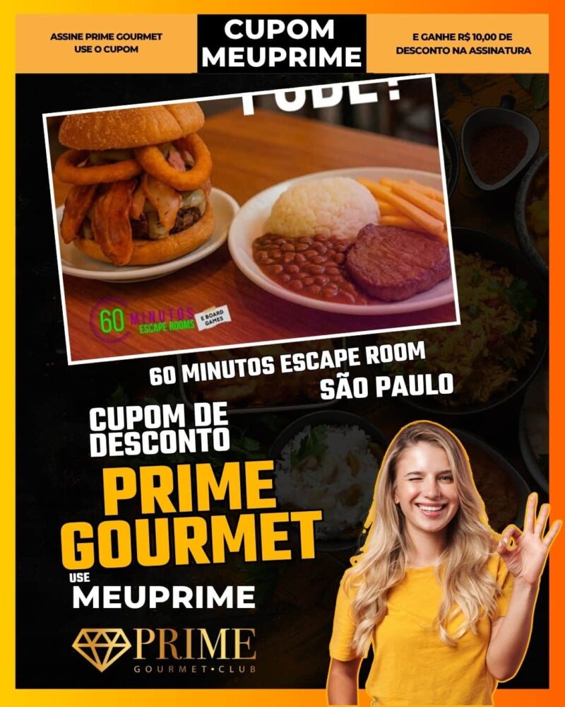 cupom desconto prime gourmet use meu prime 60 minutos escape room