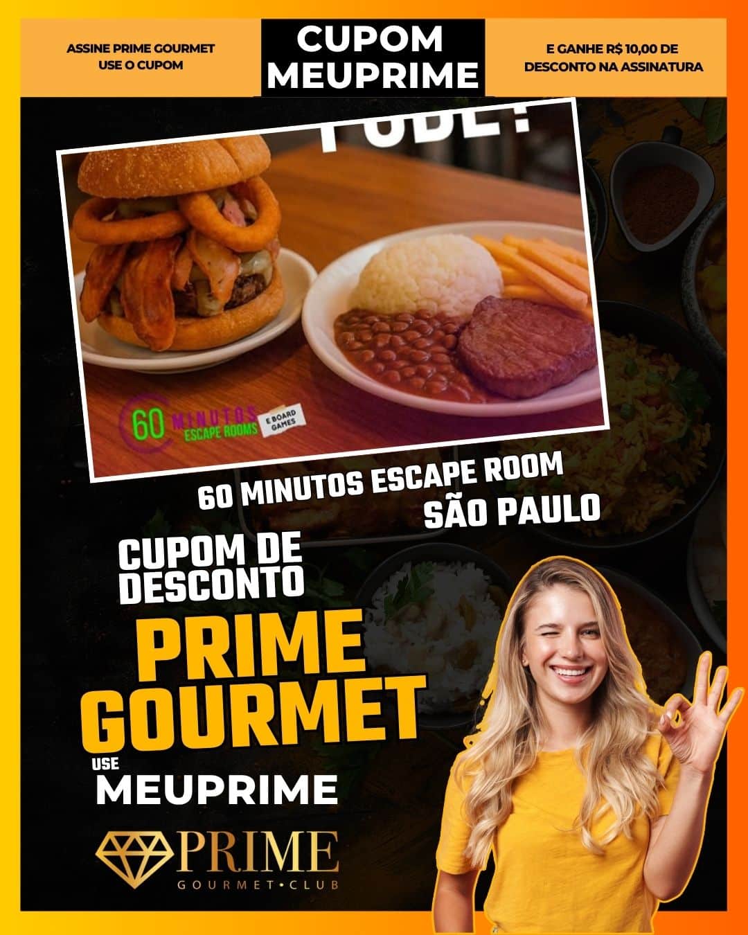 cupom desconto prime gourmet use meu prime 60 minutos escape room