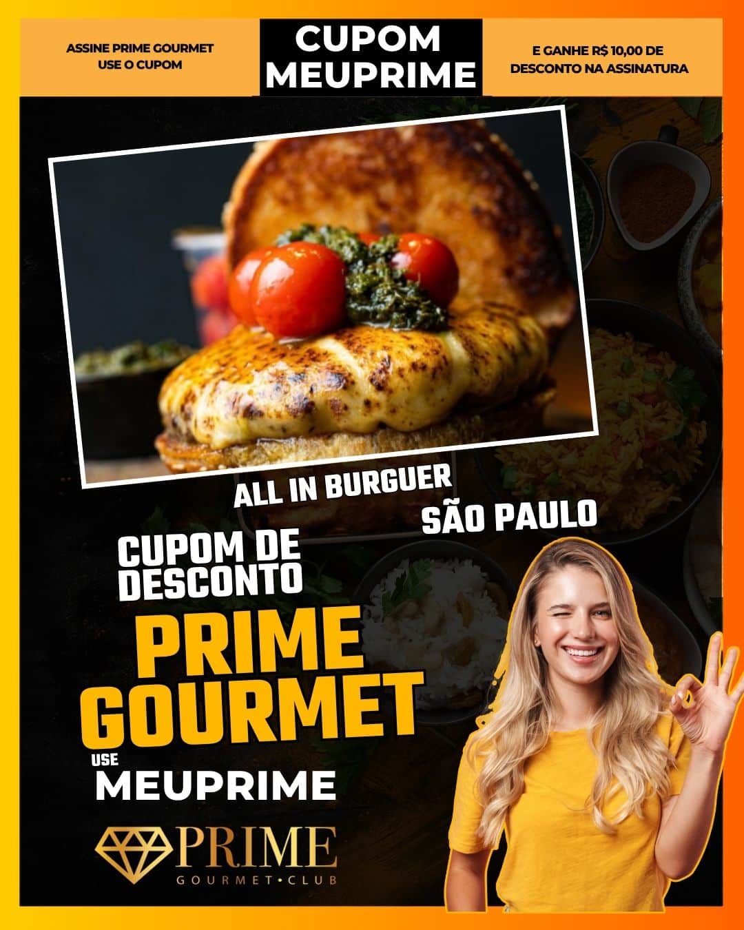 cupom desconto prime gourmet use meu prime all in burguer