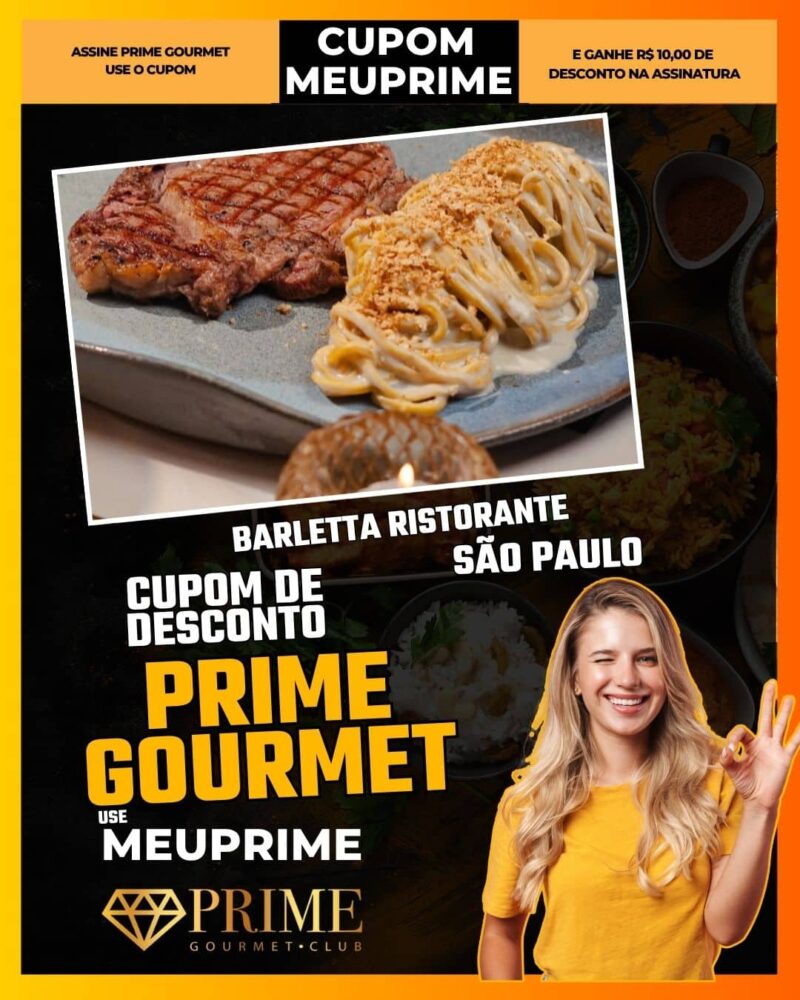 cupom desconto prime gourmet use meu prime barletta ristorante