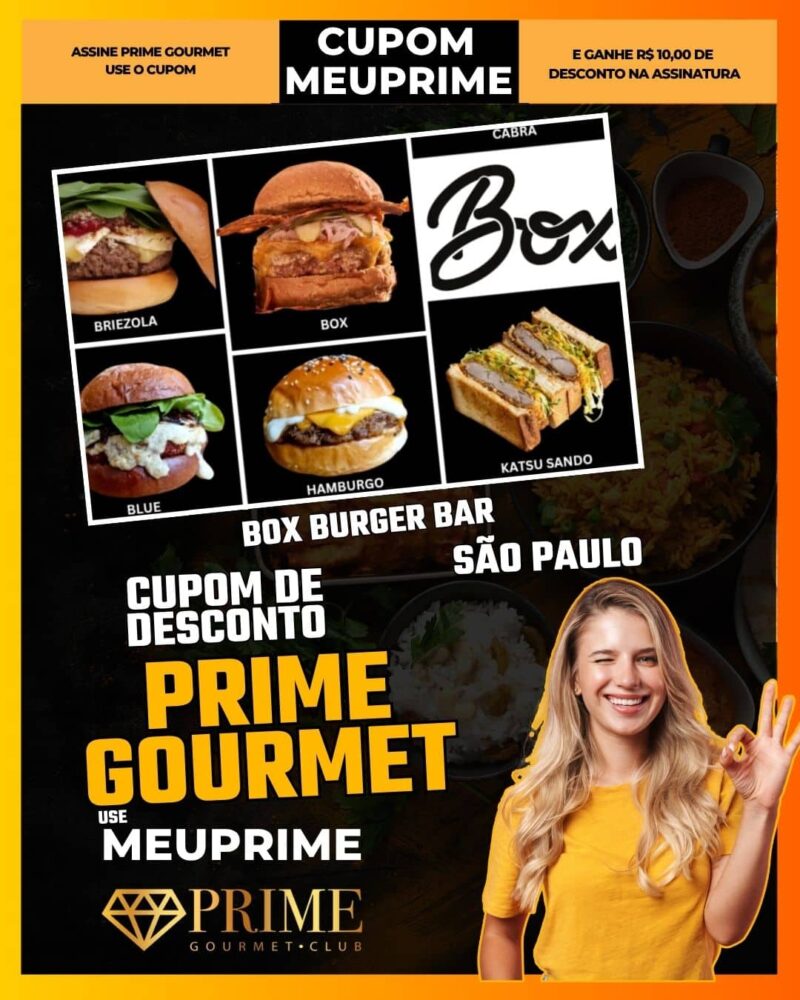 cupom desconto prime gourmet use meu prime box burger bar