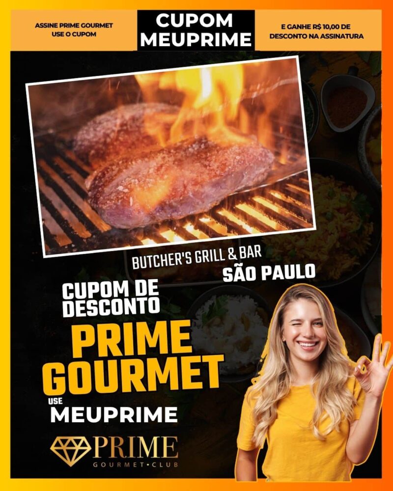 cupom desconto prime gourmet use meu prime butcher's grill & bar