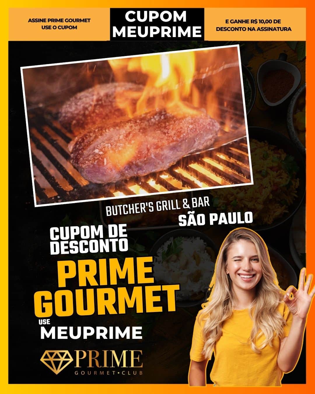 cupom desconto prime gourmet use meu prime butcher's grill & bar