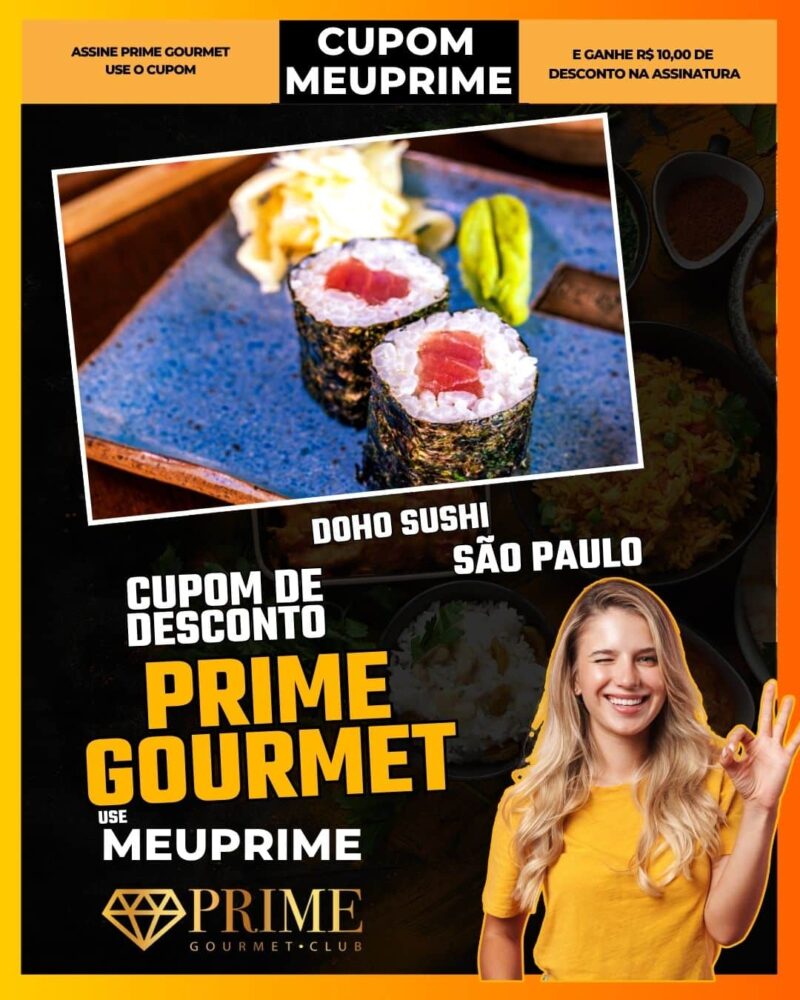 cupom desconto prime gourmet use meu prime doho sushi