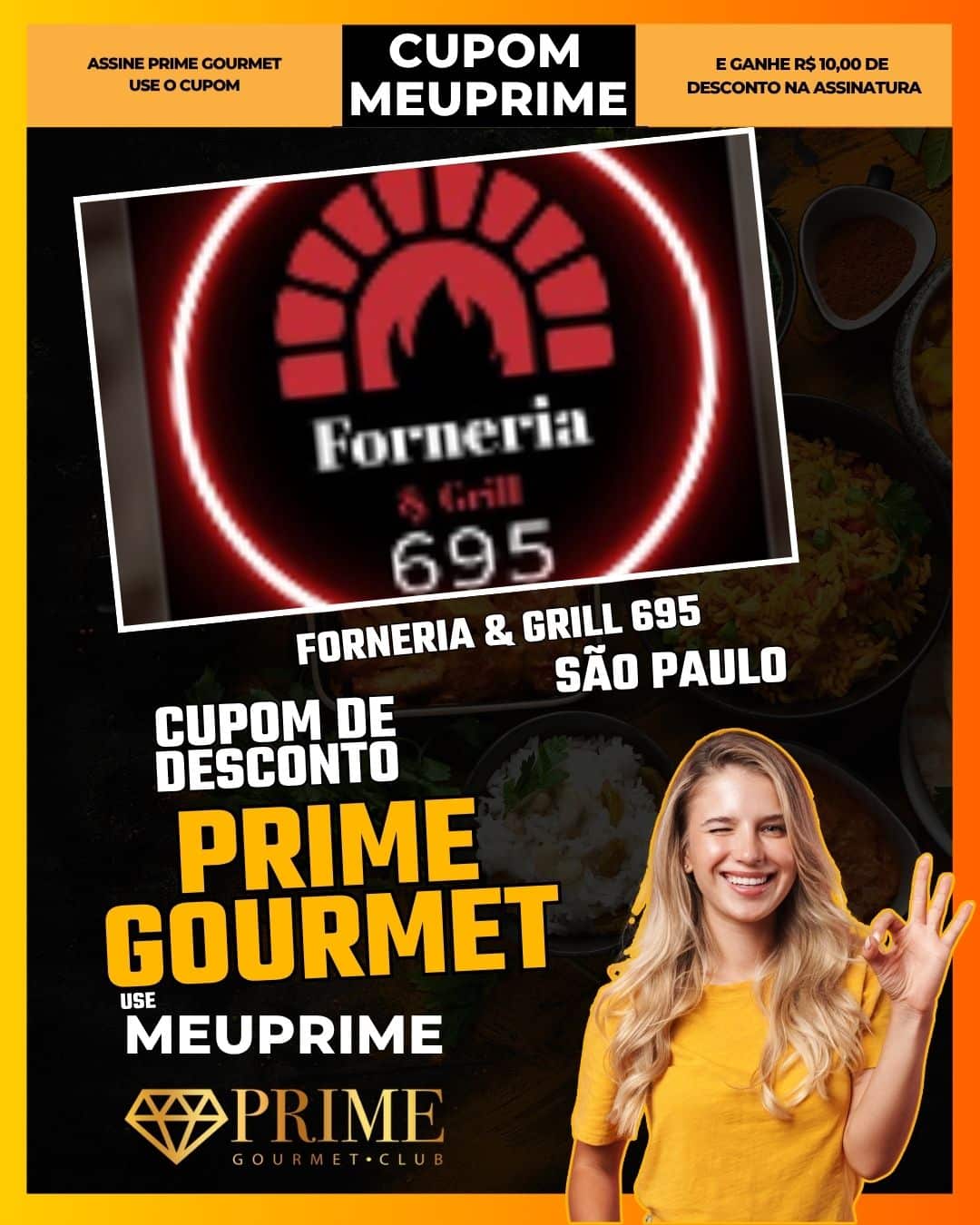 cupom desconto prime gourmet use meu prime forneria & grill 695