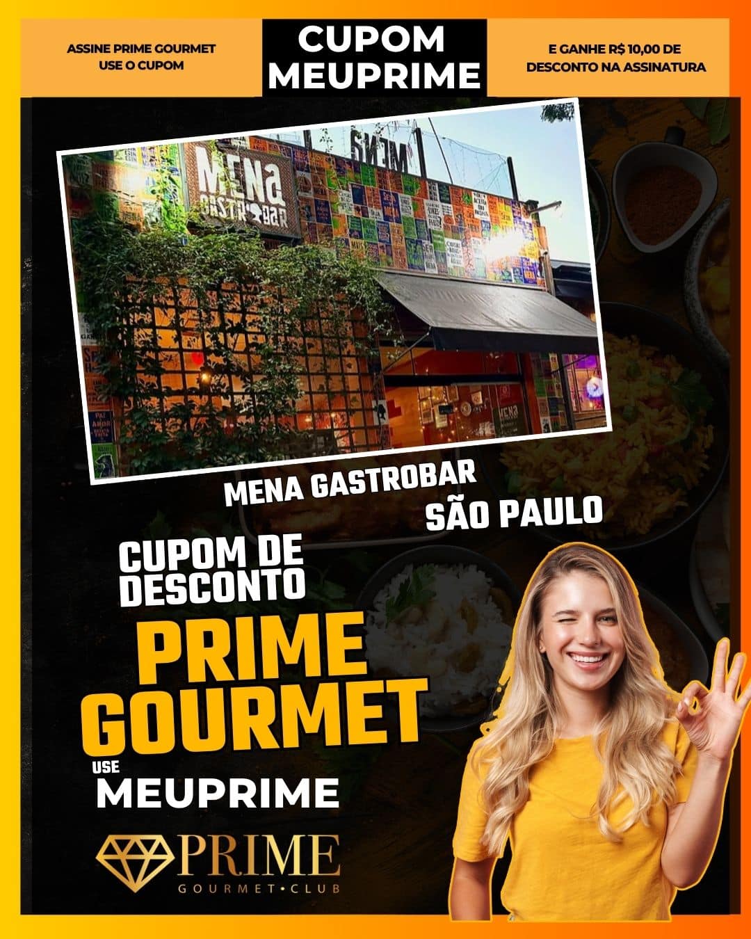 cupom desconto prime gourmet use meu prime mena gastrobar