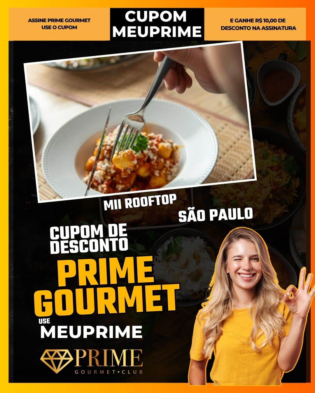 cupom desconto prime gourmet use meu prime mii rooftop