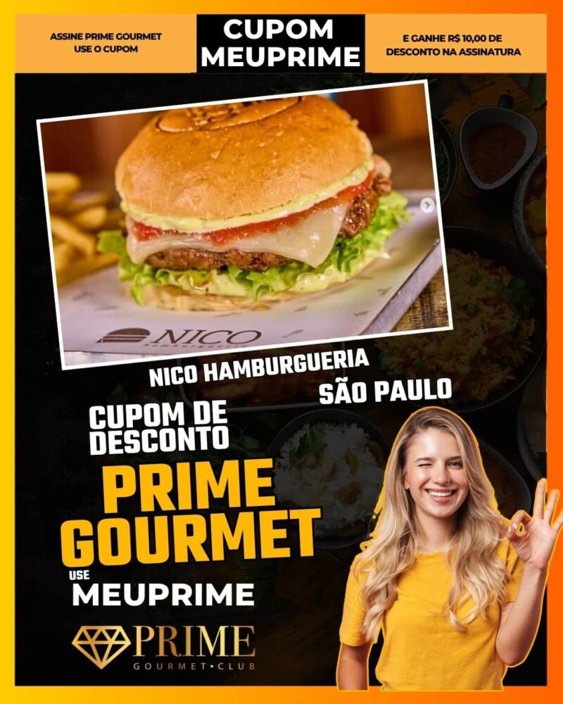 cupom desconto prime gourmet use meu prime nico hamburgueria