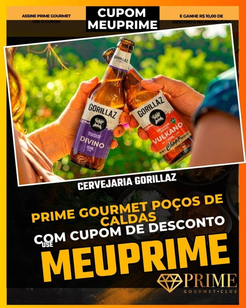 prime gourmet poçodecaldas cupom meuprime cervejaria gorillaz