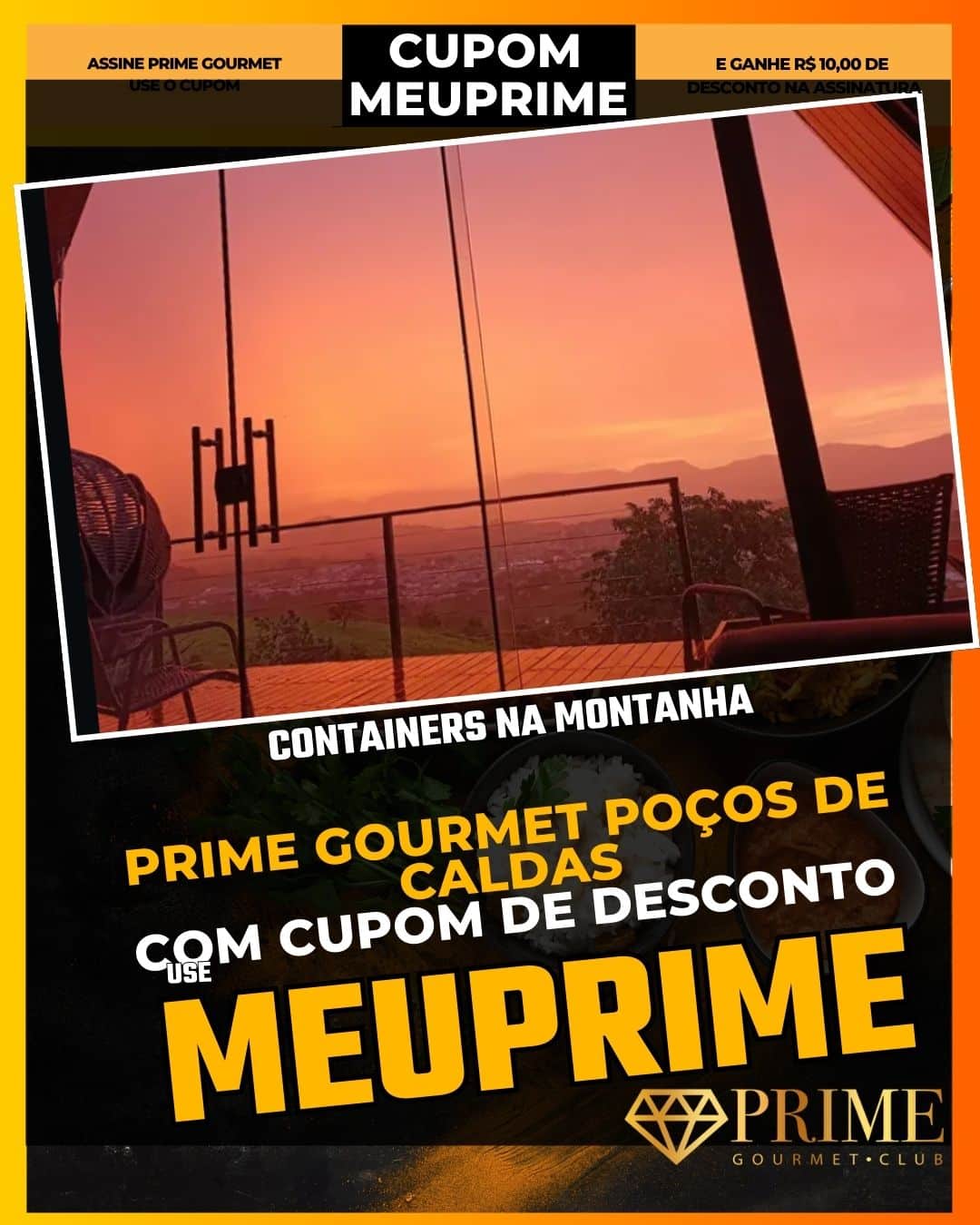 prime gourmet poçodecaldas cupom meuprime containers na montanha