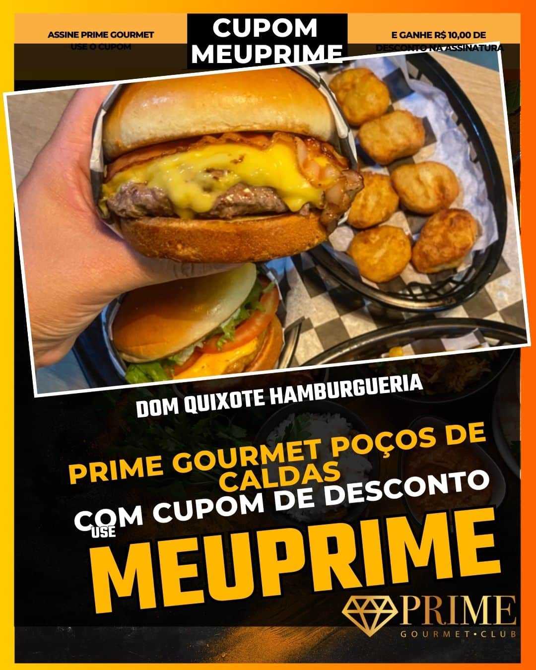 prime gourmet poçodecaldas cupom meuprime dom quixote hamburgueria