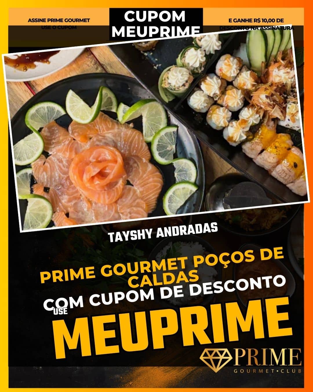 prime gourmet poçodecaldas cupom meuprime tayshy andradas