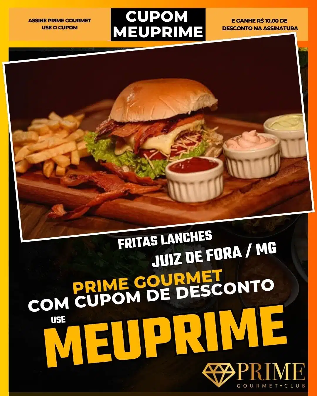 prime gourmet juiz de fora mg cupom meuprime fritas lanches