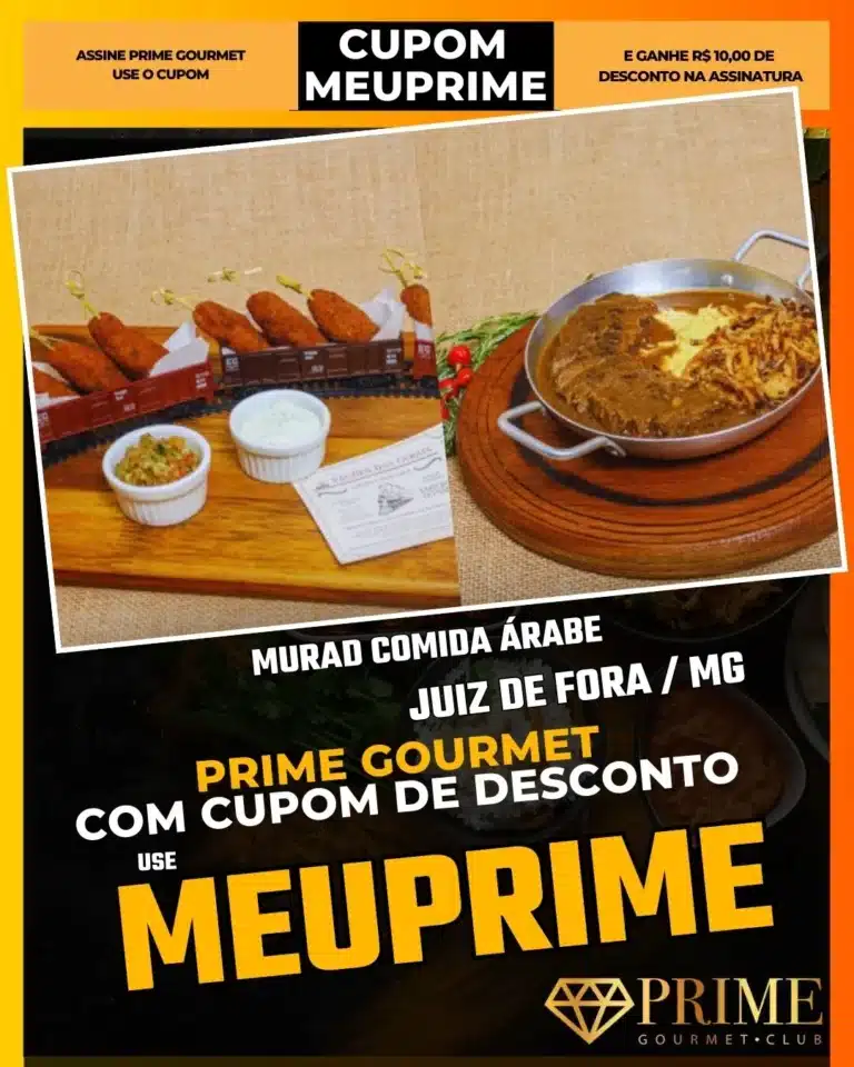 comida arabe juiz de fora,restaurante libanes jf,murad jf,prime gourmet almoço,kibe cru jf,comida saudavel jf,cupom desconto app,roteiro centro jf