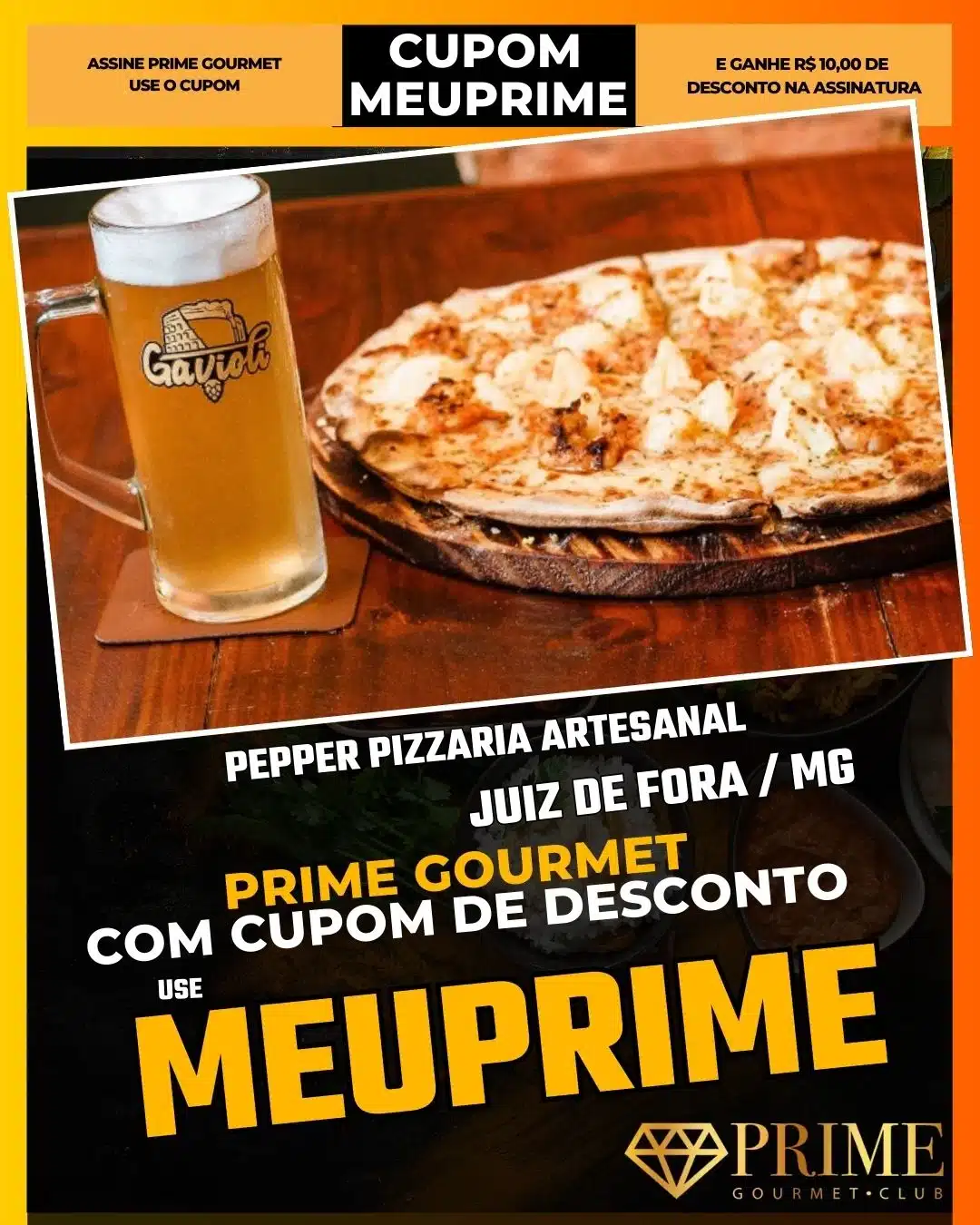 prime gourmet juiz de fora mg cupom meuprime pepper pizzaria artesanal