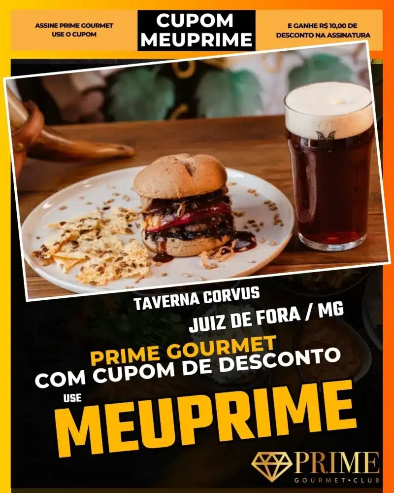prime gourmet juiz de fora mg cupom meuprime taverna corvus