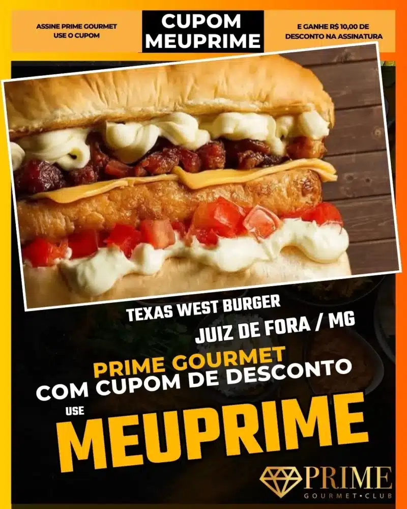 prime gourmet juiz de fora mg cupom meuprime texas west burger