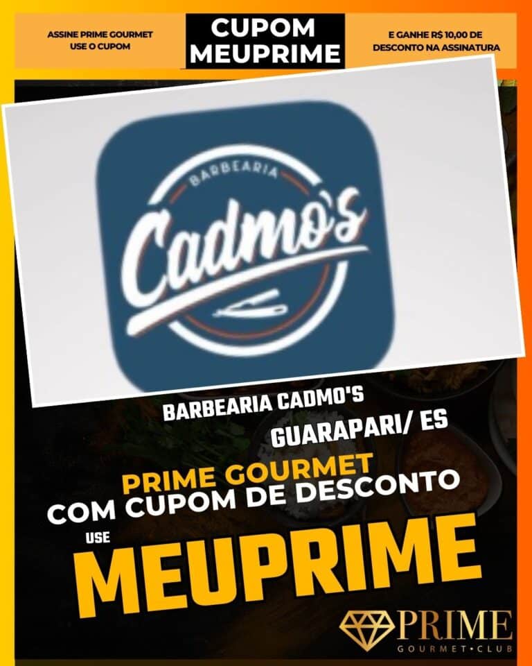 Barbearia Cadmo's Guarapari,Corte masculino Guarapari,Barbeiro Prime Gourmet,Cupom MEUPRIME,Barbearia centro Guarapari,Degradê masculino,Cuidados masculinos ES,Barbearia com cerveja