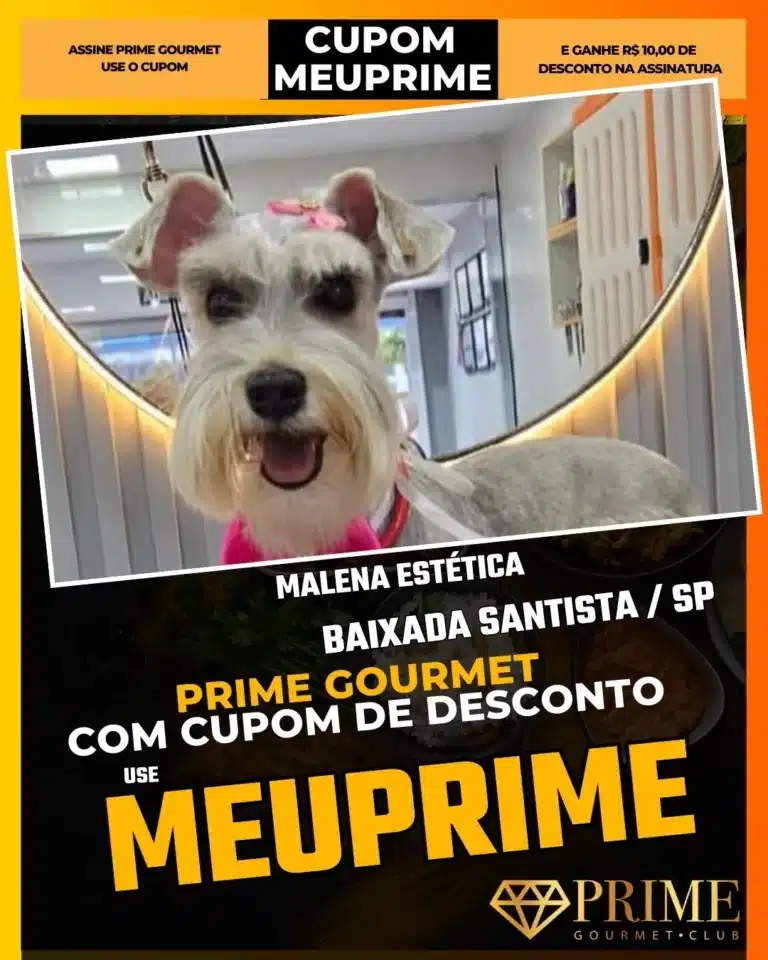 Malena Estética Canina Praia Grande,Banho e Tosa PG,Pet Shop Praia Grande,Prime Gourmet Desconto,Estética Pet,Onde dar banho cachorro,Cupom MEUPRIME,Pet Friendly