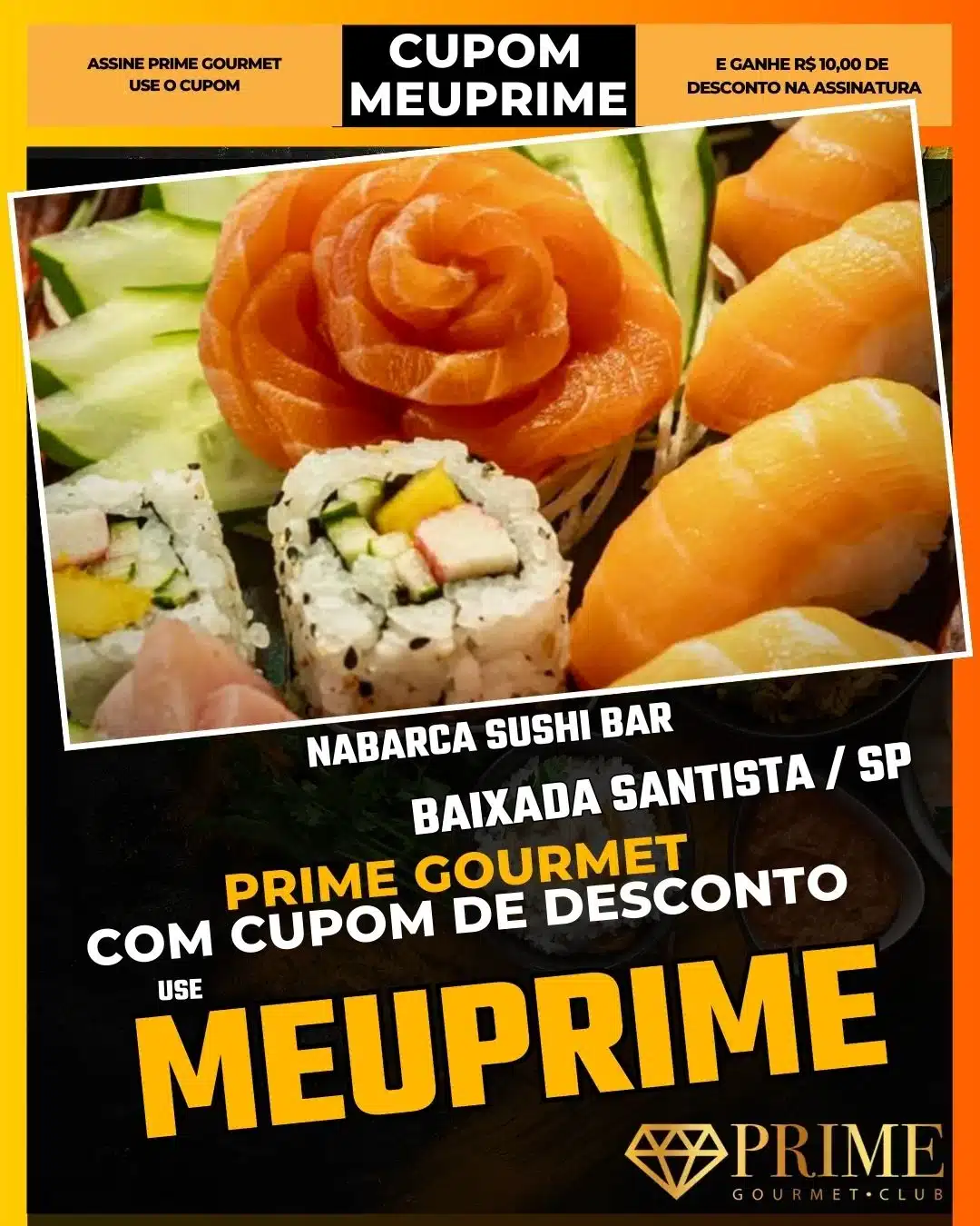 prime gourmet baixada santista sp cupom meuprime nabarca sushi bar