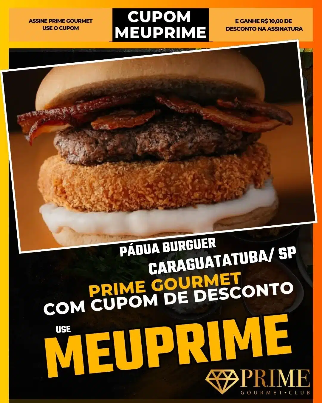 prime gourmet caraguatatuba sp cupom meuprime pádua burguer
