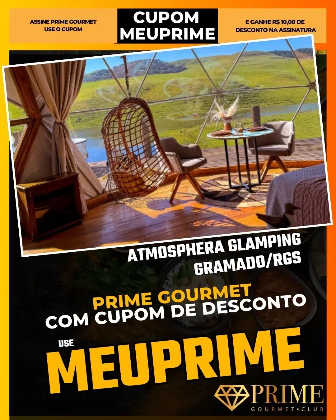 Atmosphera Glamping Gramado,Glamping Serra Gaúcha,Prime Gourmet Desconto,Hospedagem Exótica,Cabana de Luxo,Cupom MEUPRIME,Lua de Mel Diferente,Natureza