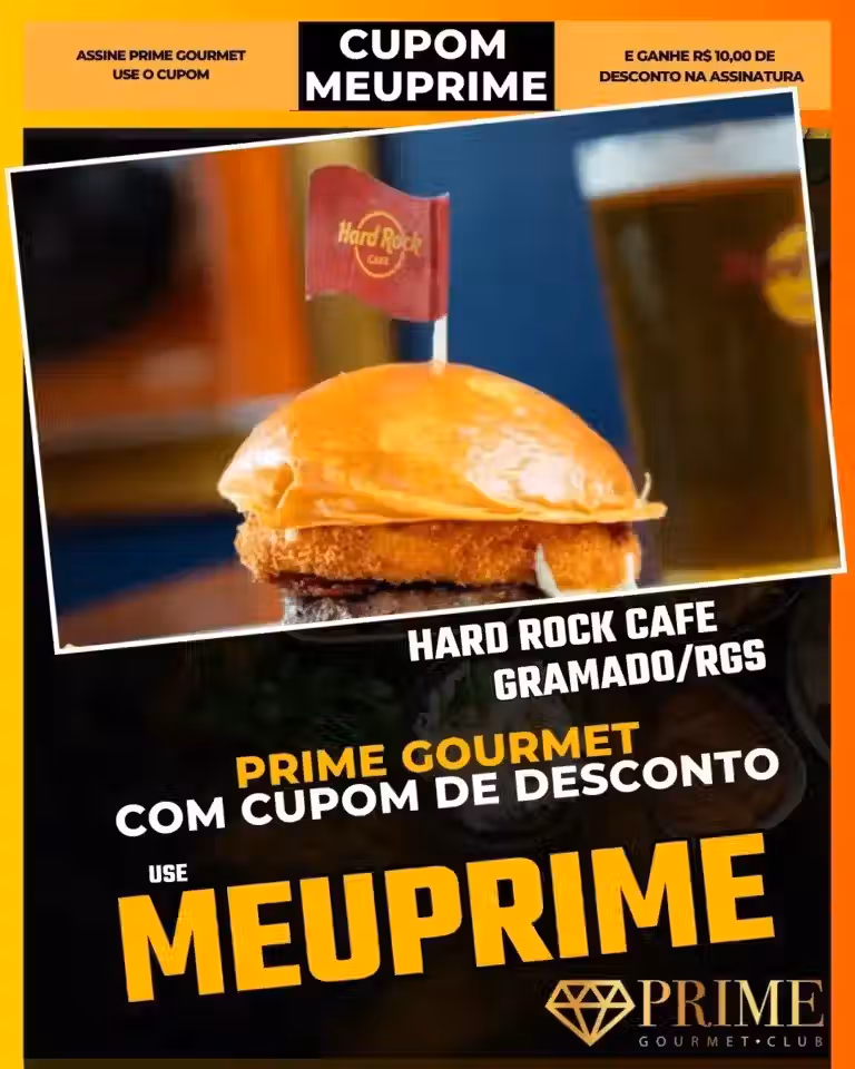 Hard Rock Cafe Gramado,Hamburgueria Gramado,Prime Gourmet Desconto,Jantar Temático Serra Gaúcha,Legendary Burger,Cupom MEUPRIME,Música ao Vivo Gramado,Memorabilia