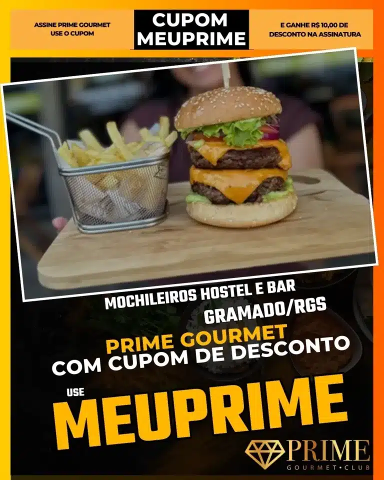 Mochileiros Gramado,Hostel Gramado,Prime Gourmet Desconto,Bar Econômico,Hambúrguer Artesanal,Cupom MEUPRIME,Onde comer barato,Happy Hour Jovem