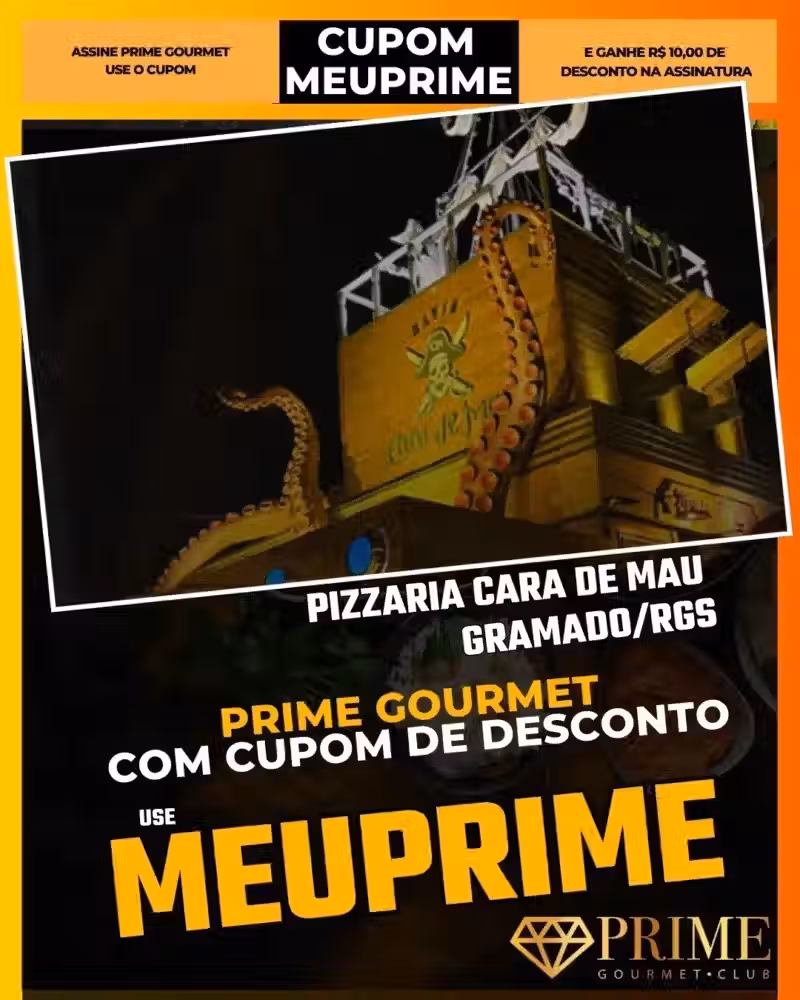 Cara de Mau Gramado,Pizzaria Pirata,Prime Gourmet Desconto,Rodízio de Pizza Temático,Show Pirata Gramado,Cupom MEUPRIME,Porto Cara de Mau,Jantar com Crianças
