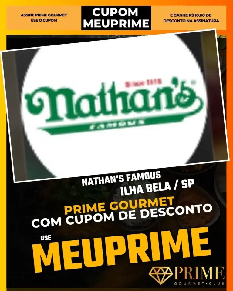 Nathan's Ilhabela,Hot Dog Americano,Lanche Rápido Ilhabela,Prime Gourmet Desconto,Salsicha Bovina,Fast Food Ilhabela,Cupom MEUPRIME,Batata com Cheddar