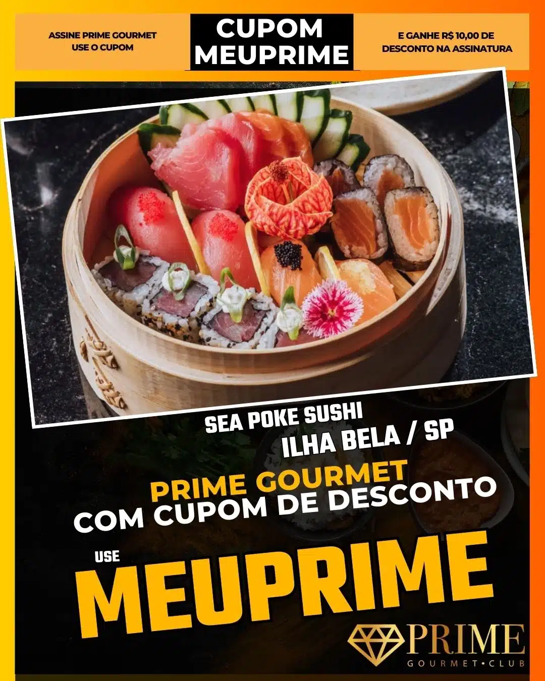prime gourmet ilha bela sp cupom meuprime sea poke sushi