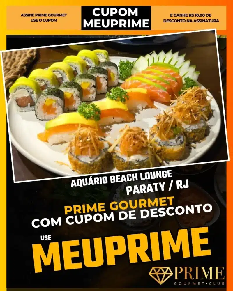 prime gourmet paraty rj cupom meuprime aquário beach lounge