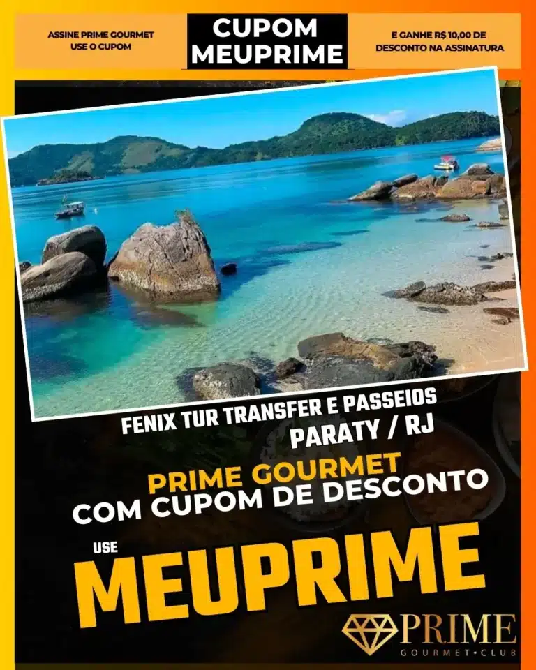 Fenix Tur Paraty,Transfer Trindade Paraty,Passeio de Van Paraty,Prime Gourmet Desconto,Transporte Turístico,Como ir para Trindade,Cupom MEUPRIME,Agência de Turismo