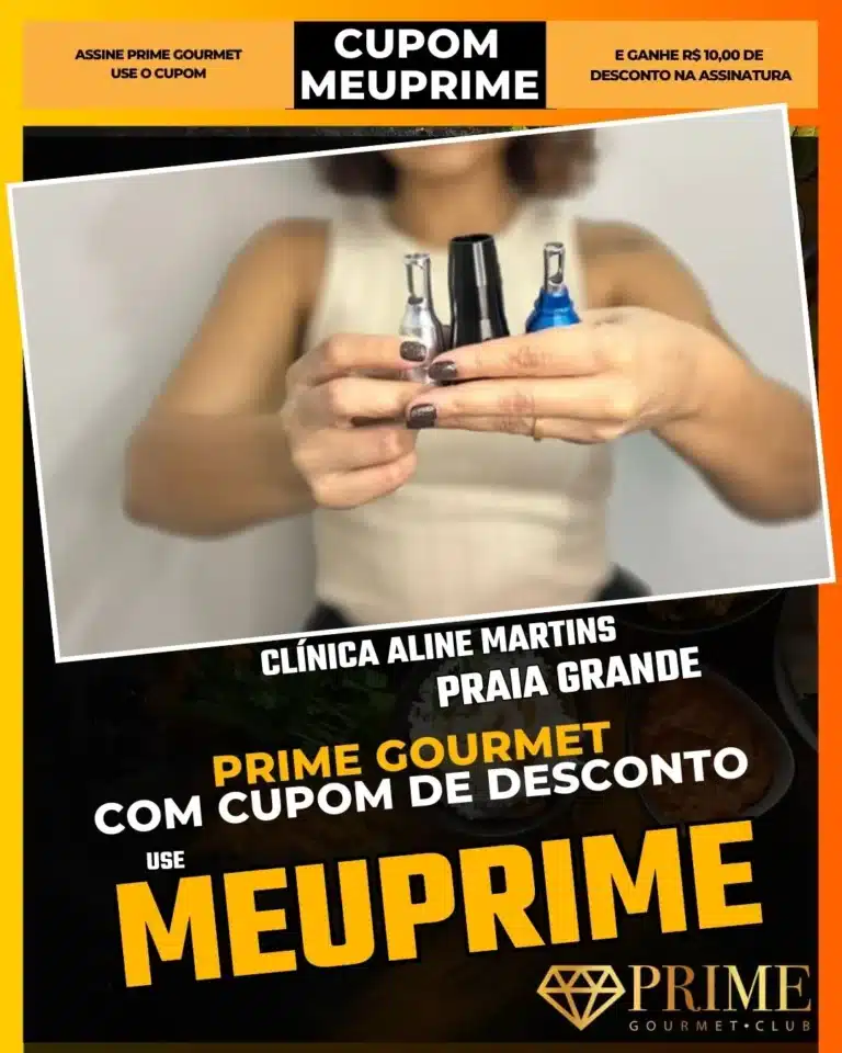Clínica Aline Martins,Estética Praia Grande,Botox PG,Prime Gourmet Desconto,Limpeza de Pele Praia Grande,Harmonização Facial PG,Cupom MEUPRIME,Clínica de Estética