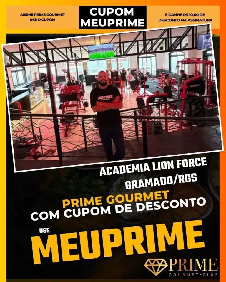 Academia Lion Force Gramado,Musculação Gramado,Prime Gourmet Desconto,Day Use Academia,Fitness Viagem,Cupom MEUPRIME,Academia Barata,Treino Funcional