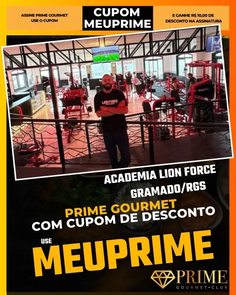 Academia Lion Force Gramado,Musculação Gramado,Prime Gourmet Desconto,Day Use Academia,Fitness Viagem,Cupom MEUPRIME,Academia Barata,Treino Funcional