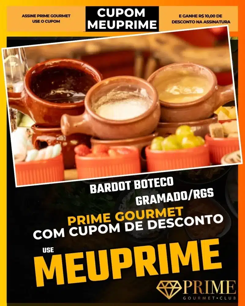 Bardot Boteco Gramado,Barzinho Gramado,Prime Gourmet Desconto,Petiscos Gourmet,Drinks Criativos,Cupom MEUPRIME,Onde beber em Gramado,Happy Hour