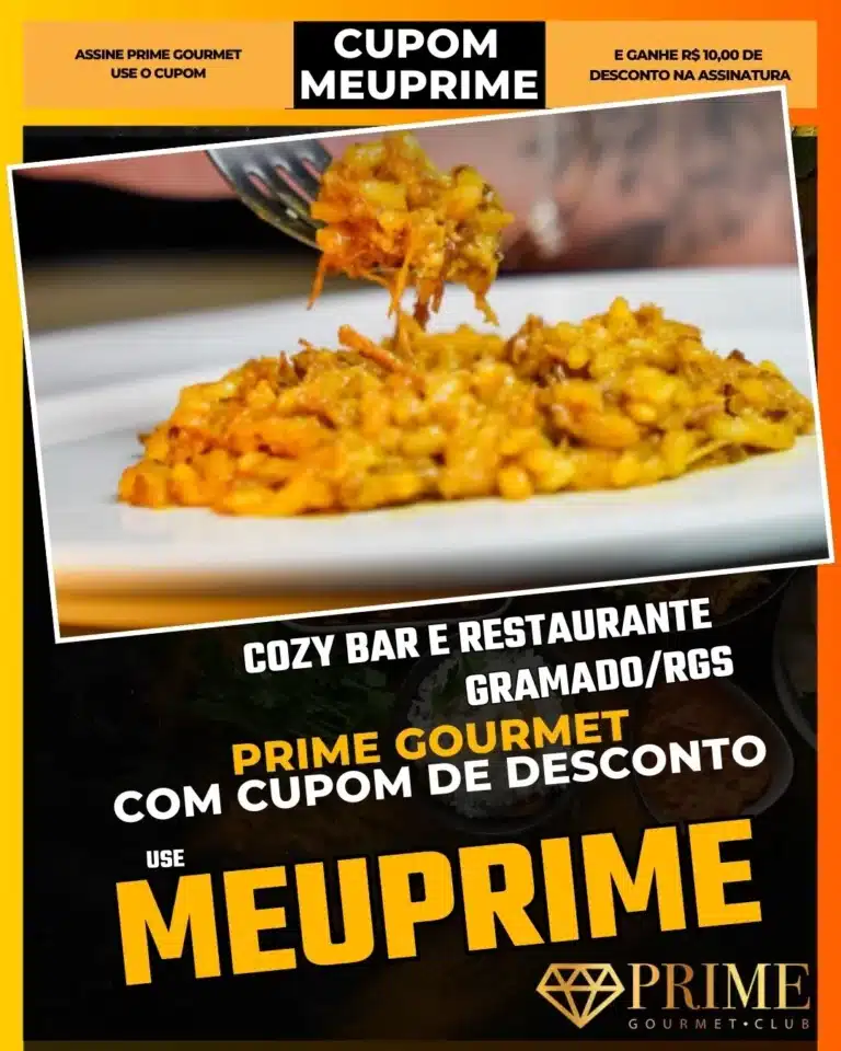 Cozy Bar Gramado,Gastrobar Centro,Prime Gourmet Desconto,Drinks Gramado,Happy Hour Jovem,Cupom MEUPRIME,Onde beber,Petiscos Gourmet