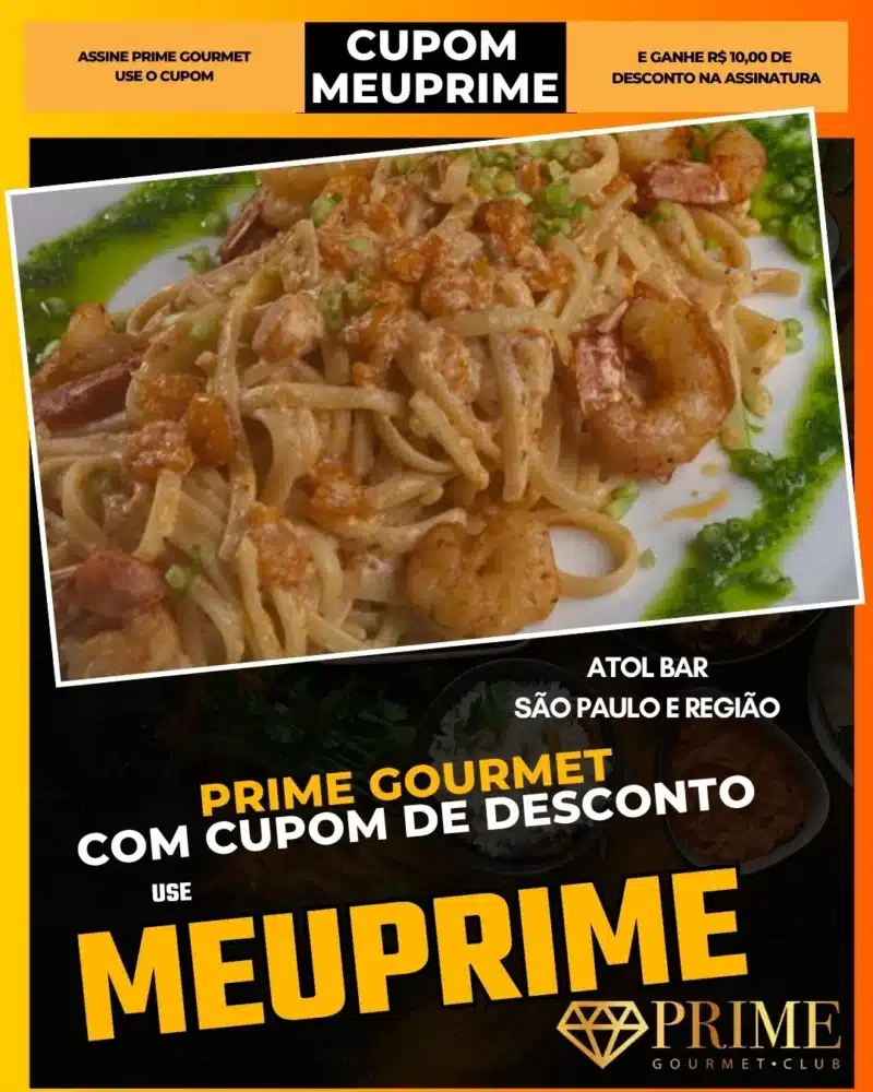 prime gourmet cupom meuprime são paulo atol bar