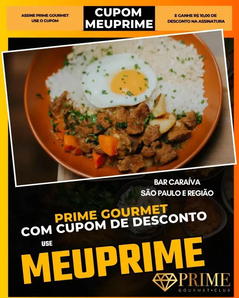 prime gourmet cupom meuprime são paulo bar caraíva