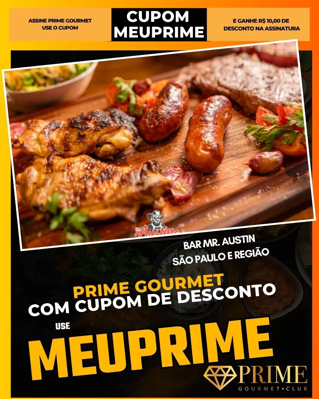 Carnes grelhadas com cupom Prime Gourmet