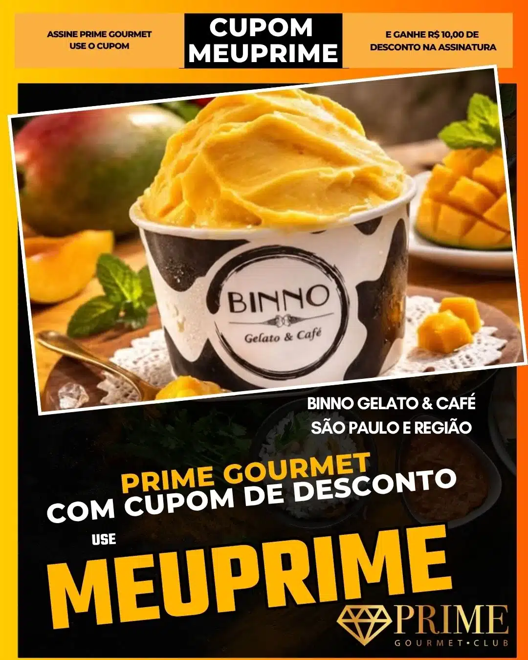 prime gourmet cupom meuprime são paulo binno gelato & café