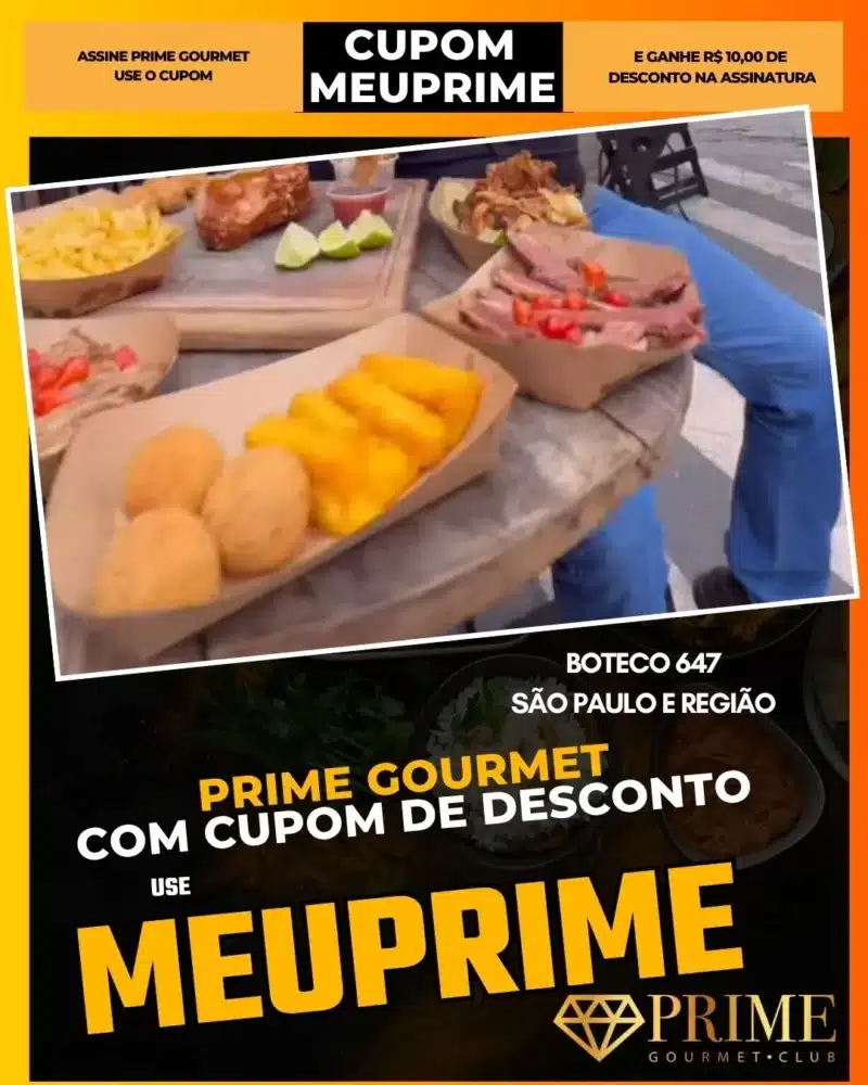 prime gourmet cupom meuprime são paulo boteco 647