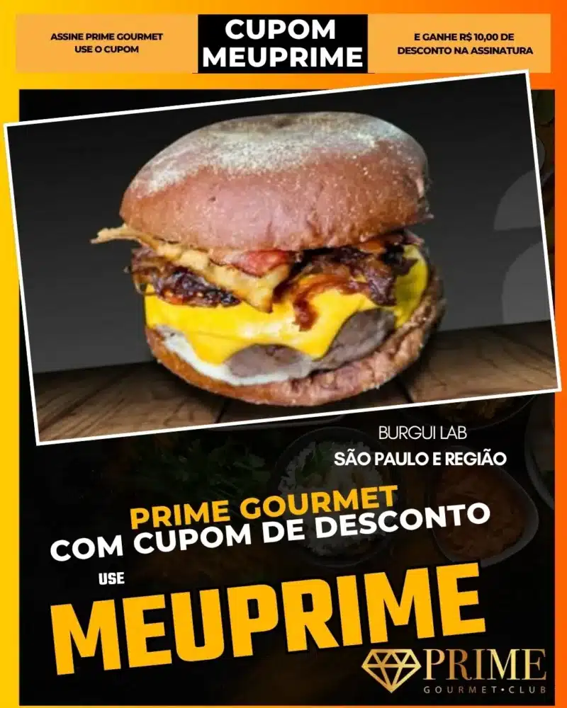 prime gourmet cupom meuprime são paulo burgui lab