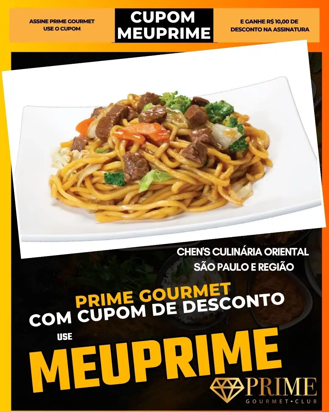 prime gourmet cupom meuprime são paulo chen's culinária oriental